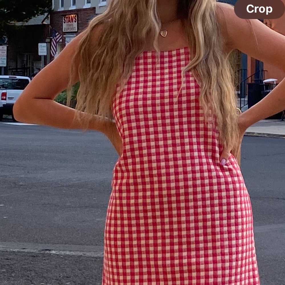 Zara Red and White Gingham Mini Dress